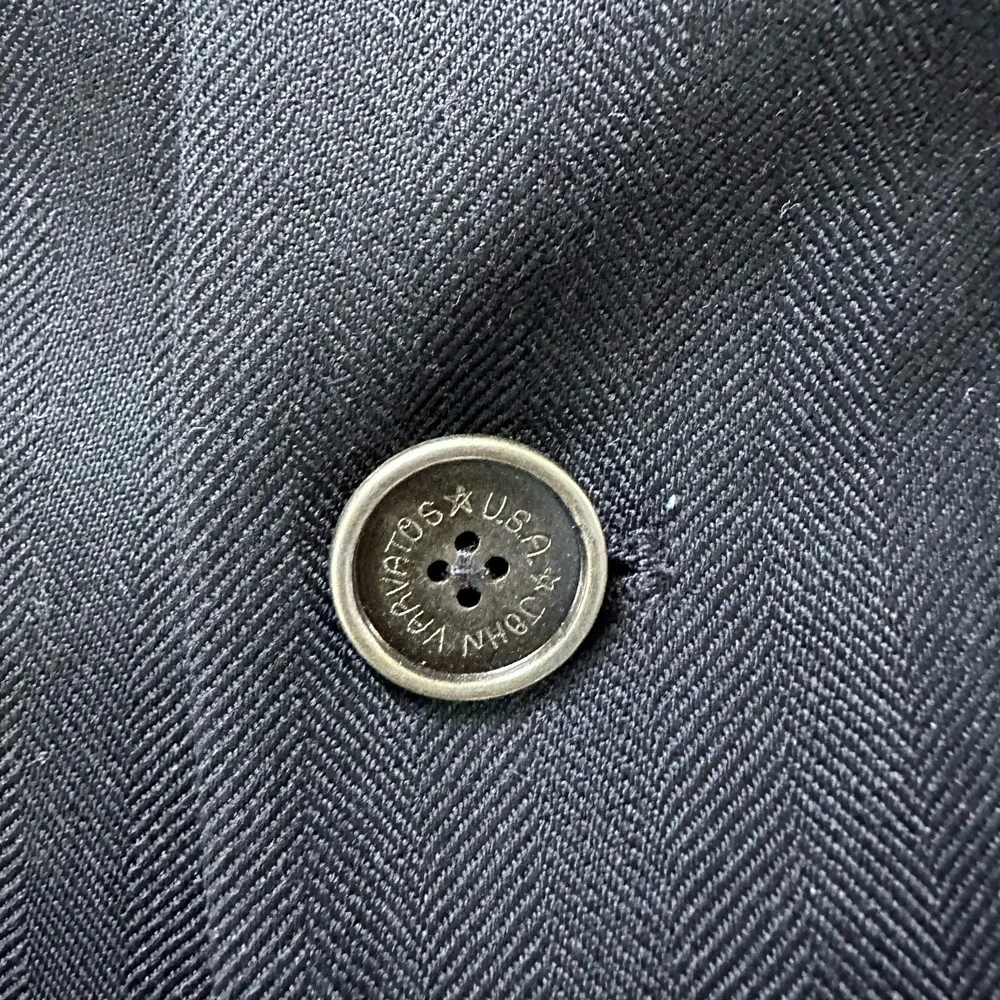 John‎ Varvatos USA Dekalb Navy Herringbone Wool Silk Blazer Sport Coat 40R Mens